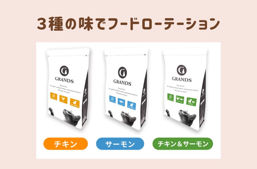 グランツキャットフード 特徴①飽きない3つのフレーバー