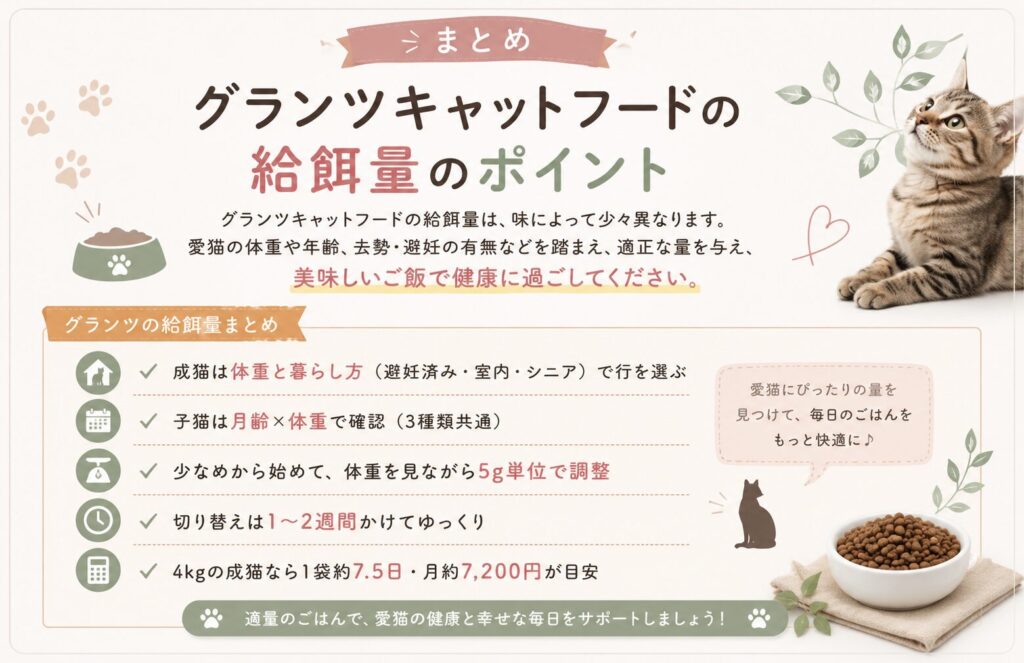 グランツキャットフードの給餌量まとめ