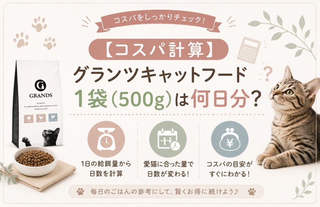 グランツキャットフード1袋（500g）は何日分？コスパ計算