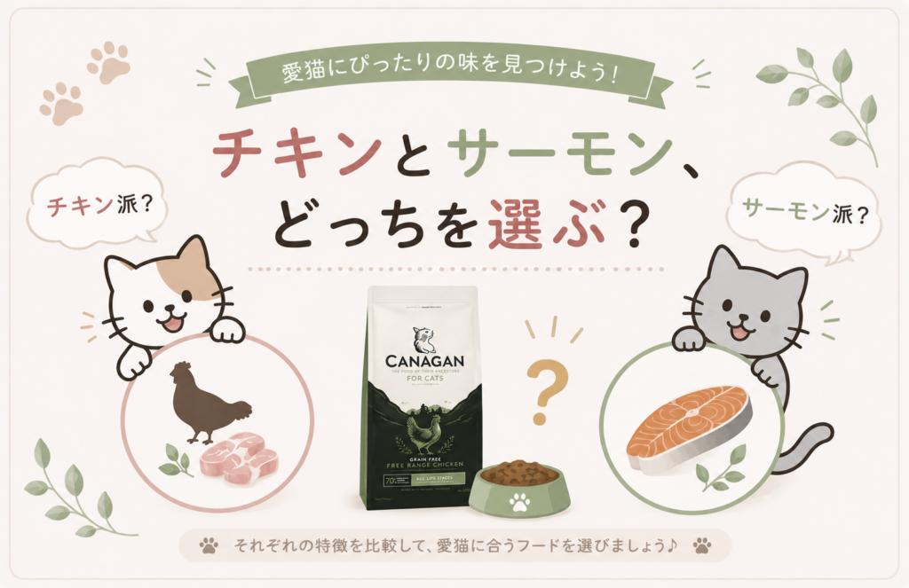 カナガンキャットフードのチキン味とサーモン味のどっちを選ぶ？