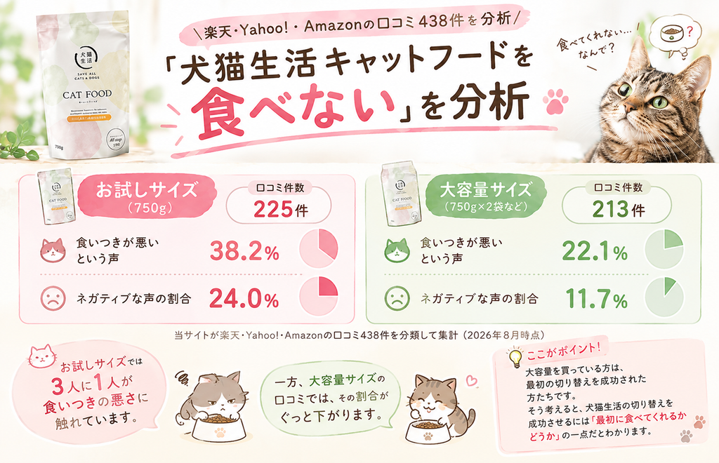 犬猫生活キャットフードを食べない!という口コミを分析