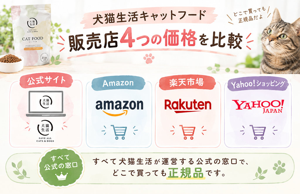 犬猫生活の販売店4つの価格を比較