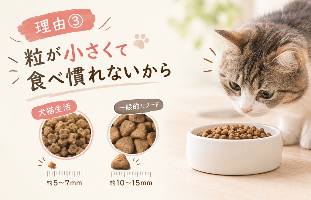 小さい粒が食べ慣れない場合も