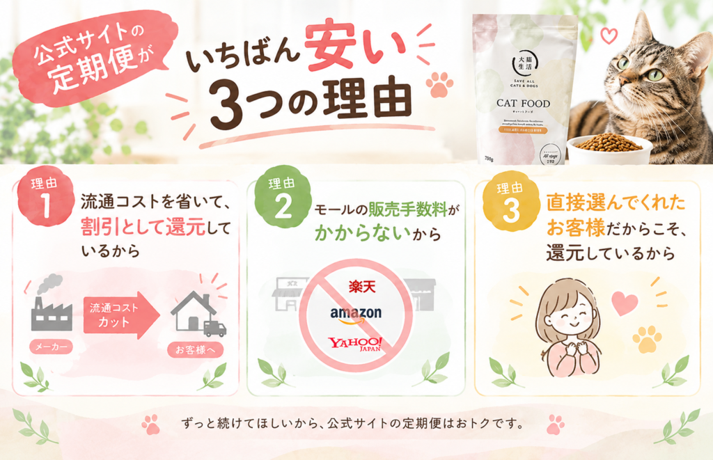 犬猫生活の公式が一番やすい理由