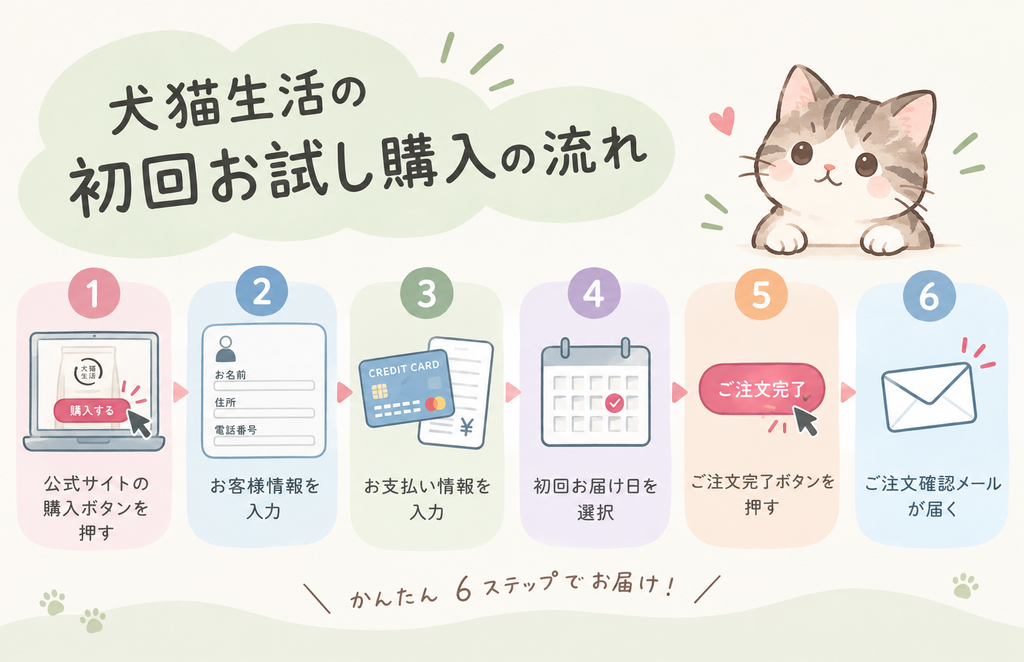 犬猫生活初回お試し購入の流れ