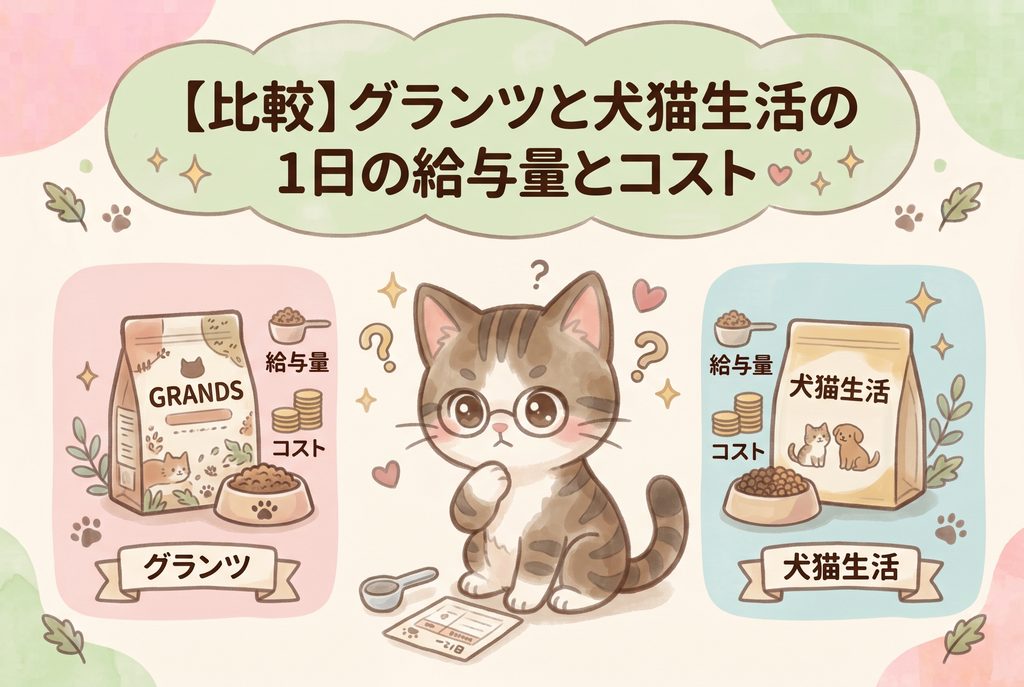 比較】グランツと犬猫生活の1日の給与量とコスト